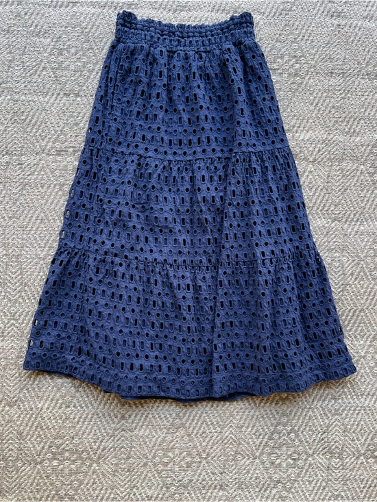 Anthropologie Dresses & Skirts - Anthropologie Somerset Eyelet Maxi Skirt Navy Blue Cotton Womens Small